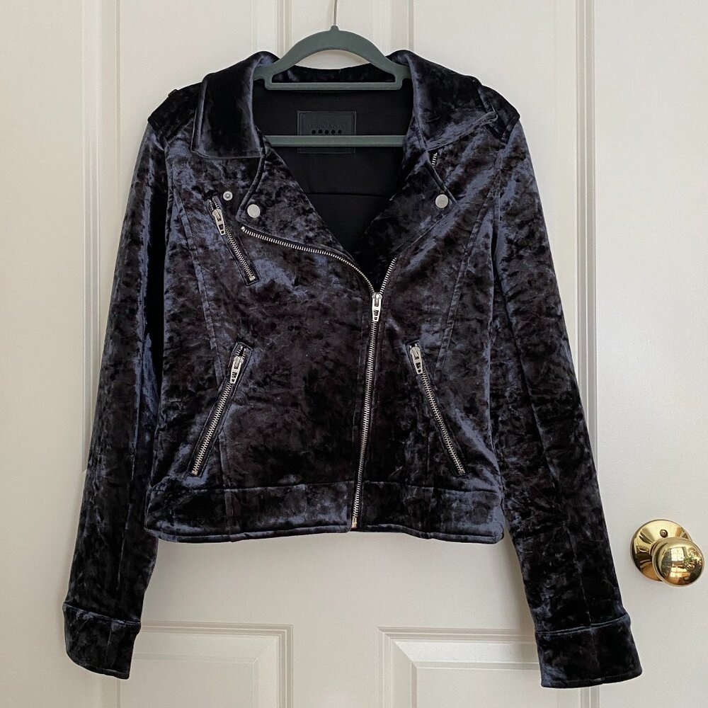 Blank NYC Bonded Pewter Velvet Moto Jacket